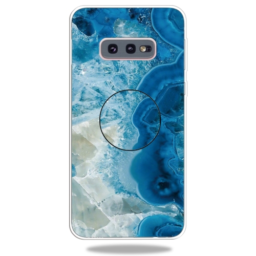 

3D Marble Soft Silicone TPU Case Cover Bracket For Galaxy S10e(Light Blue)