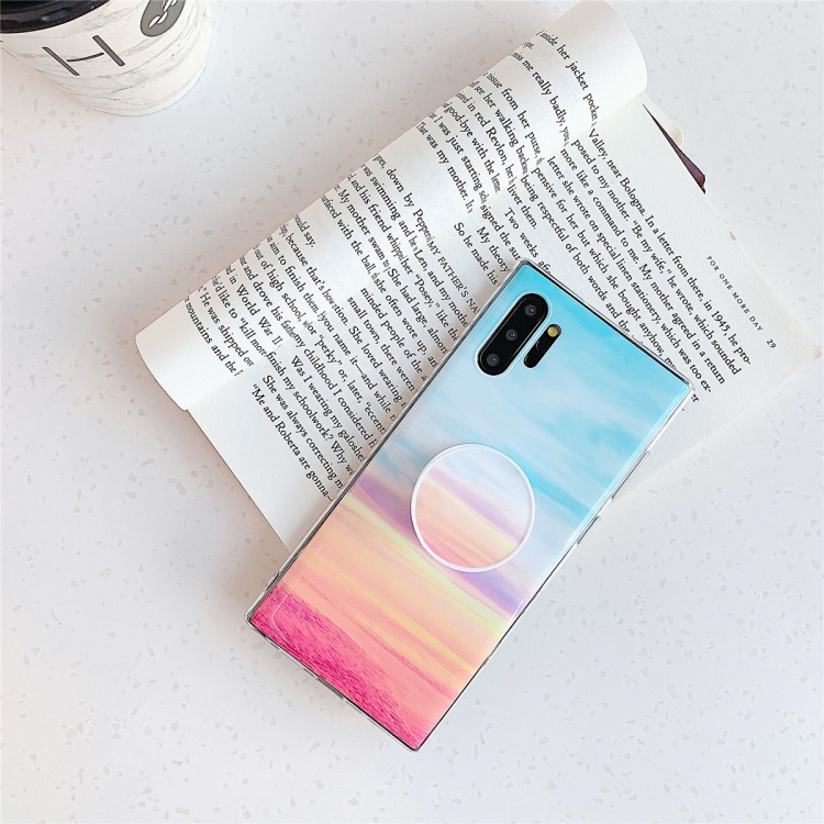 

TPU Smooth Marbled IMD Mobile Phone Case with Folding Bracket for Galaxy Note 10+(Rainbow A16)