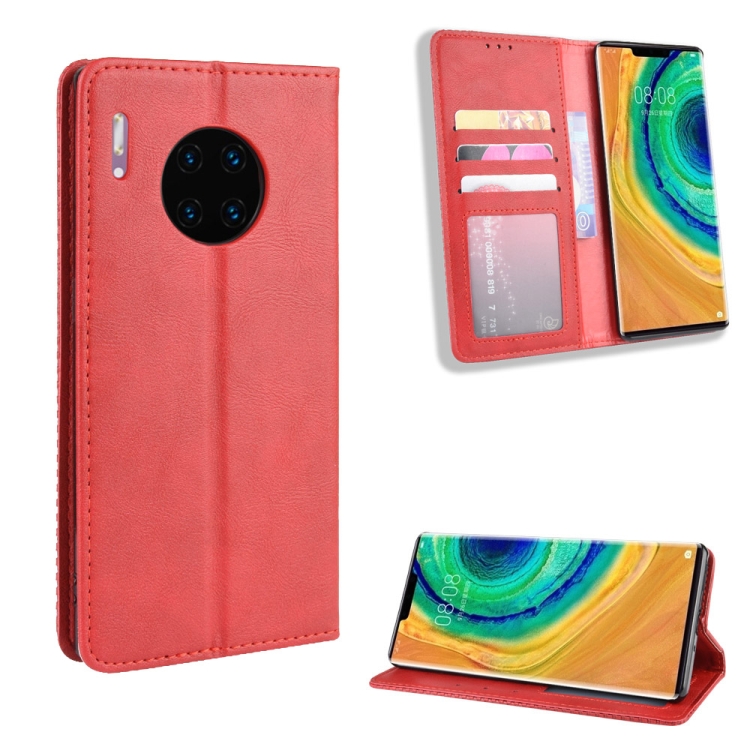 

Magnetic Buckle Retro Crazy Horse Texture Horizontal Flip Leather Case for Huawei Mate 30 Pro , with Holder & Card Slots & Photo Frame(Red)