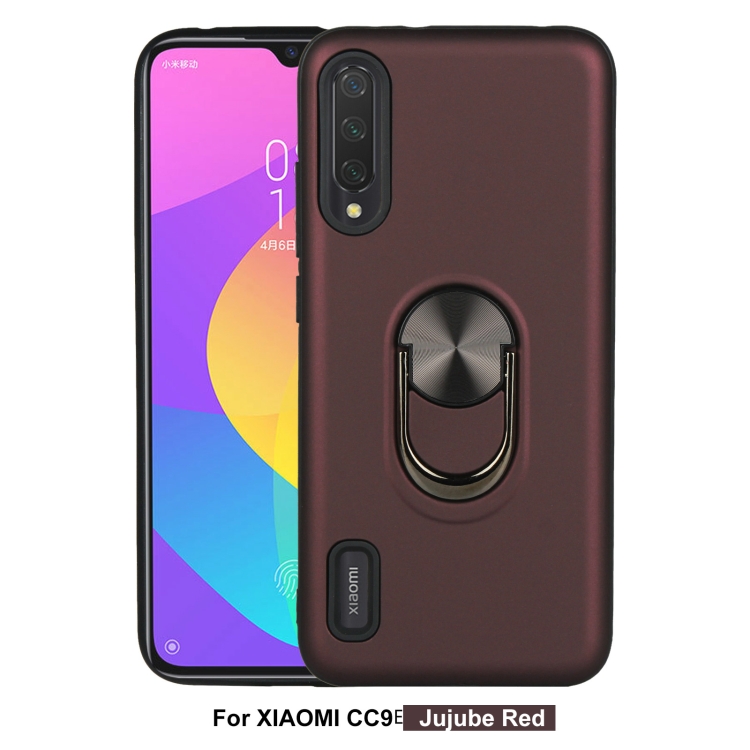 

For Xiaomi Mi CC9e / A3 360 Rotary Multifunctional Stent PC+TPU Case with Magnetic Invisible Holder(Jujube Red)