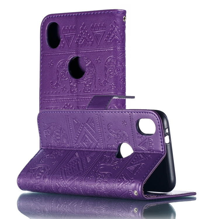 

Elephant Embossing Pattern Horizontal Flip Leather Case for Motorola Moto E6, with Holder & Card Slots & Wallet & Lanyard(Purple)