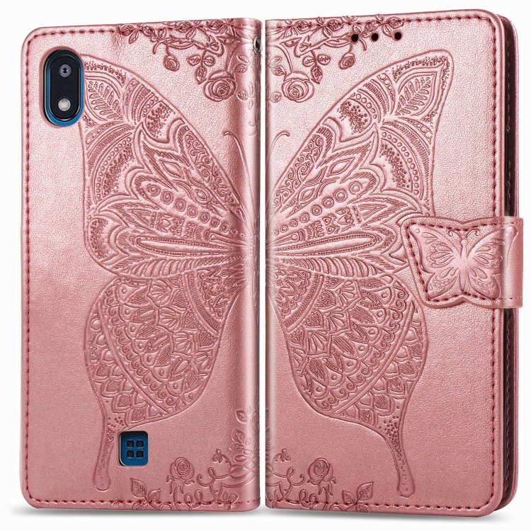 

For LG K202019Butterfly Love Flowers Embossing Horizontal Flip Leather Case with Holder & Card Slots & Wallet & Lanyard(Rose Gold)