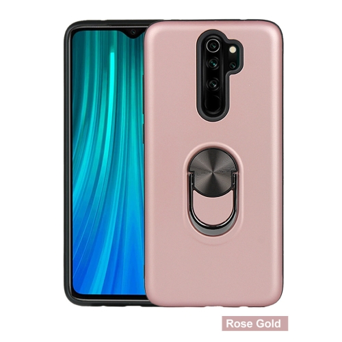 

For Xiaomi Redmi Note 8 Pro 360 Rotary Multifunctional Stent PC+TPU Case with Magnetic Invisible Holder(Rose Gold)