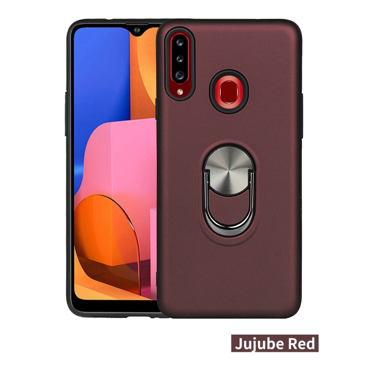 

For Galaxy A20s 360 Rotary Multifunctional Stent PC+TPU Case with Magnetic Invisible Holder(Jujube Red)