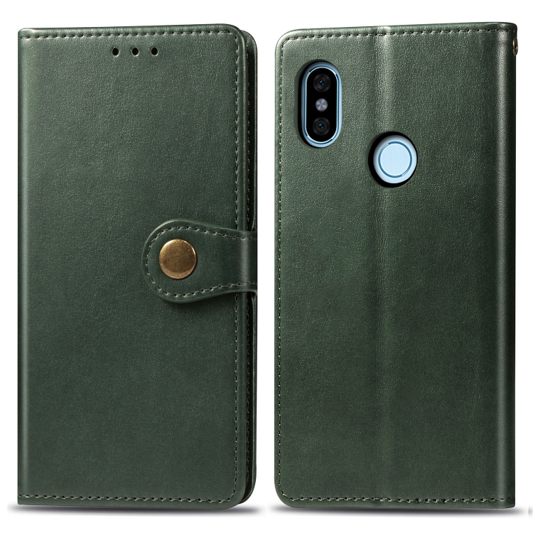 

For Xiaomi Redmi Note 5 Pro Retro Solid Color Leather Buckle Mobile Phone Protection Leather Case with Photo Frame & Card Slot & Wallet & Bracket Function(Green)