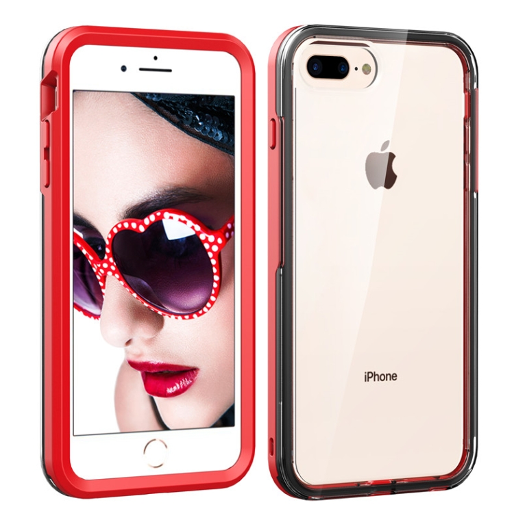 

2 in 1 TPU+PC Solid Color Combination Case For iPhone 6 / 7 / 8(Red+Black)