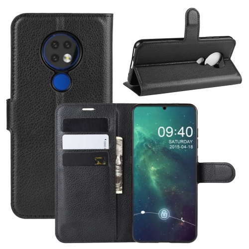 

Litchi Texture Horizontal Flip Leather Case for Nokia 6.2, with Wallet & Holder & Card Slots(Black)