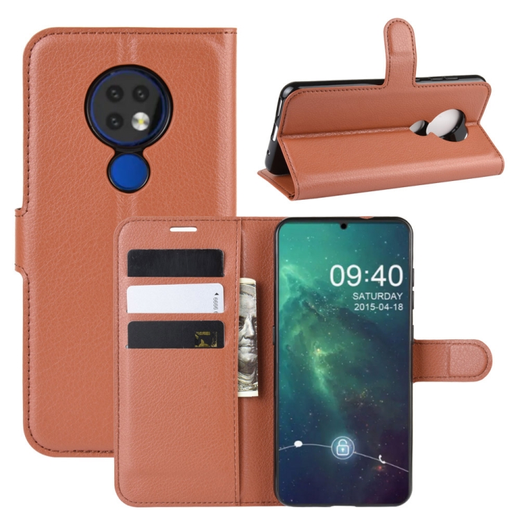 

Litchi Texture Horizontal Flip Leather Case for Nokia 6.2, with Wallet & Holder & Card Slots(Brown)