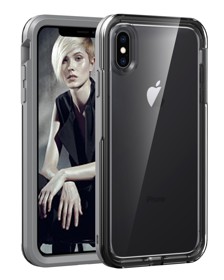 

Grey+Black For iPhone X / XS 2 in 1 TPU+PC Solid Color Combination Drop