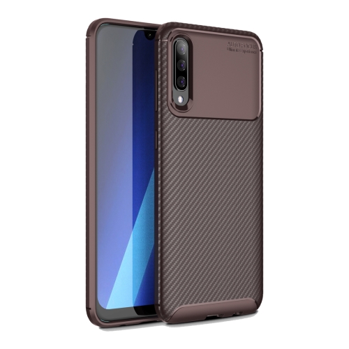 

For Galaxy A30s Carbon Fiber Texture Shockproof TPU Case(Brown)
