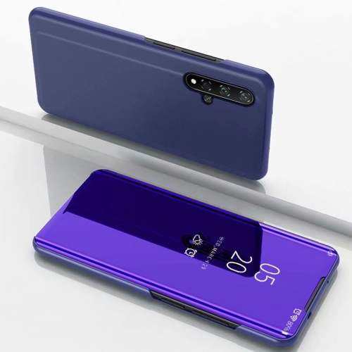 

For Huawei Honor 20 Pro Plating Mirror Left and Right Flip Cover with Bracket Holster(Purple blue)