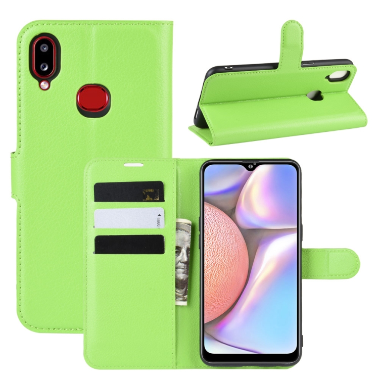 

For Galaxy A10s Litchi Texture Horizontal Flip Leather Case with Wallet & Holder & Card Slots(Green)
