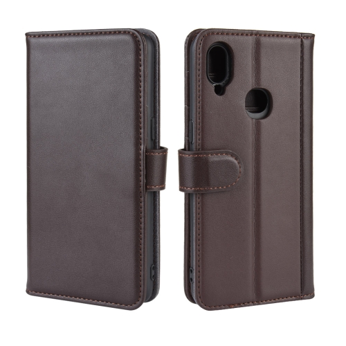 

For Galaxy A10s Horizontal Flip Genuine Leather Case with Card Slots & Holder & Wallet(Brown)