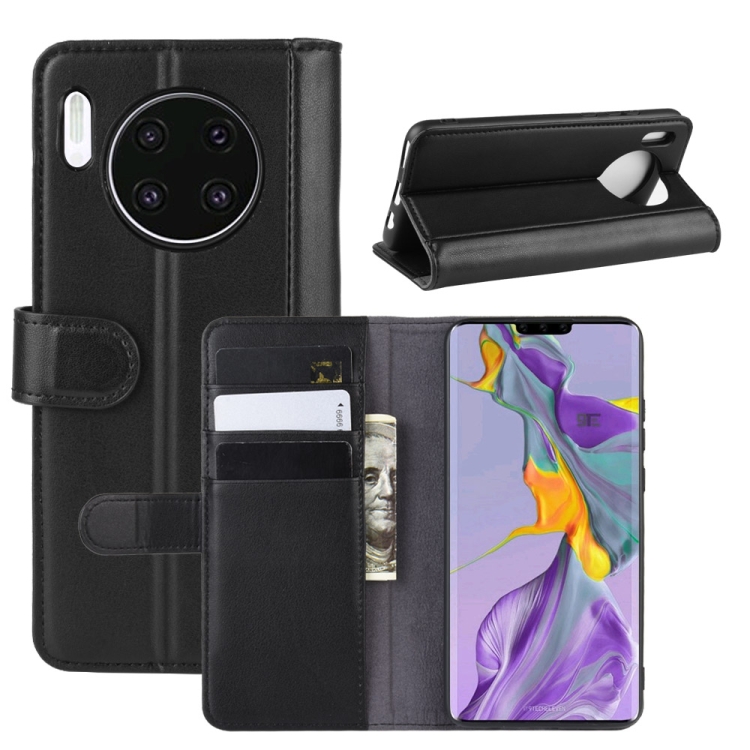 

For Huawei Mate 30 Horizontal Flip Genuine Leather Case with Card Slots & Holder & Wallet(Black)