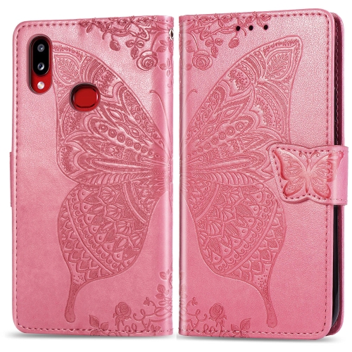 

For Galaxy A10s Butterfly Love Flowers Embossing Horizontal Flip Leather Case with Holder & Card Slots & Wallet & Lanyard(Pink)