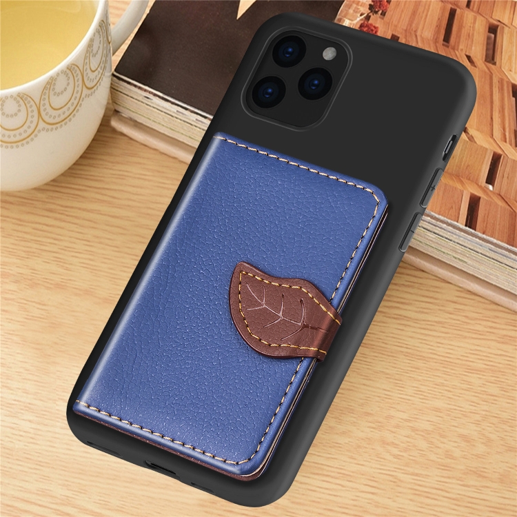 

For iPhone 11 Pro Litchi Pattern Card Bag Wallet Bracket + TPU Phone Case with Card Slot Wallet Bracket Function(Blue)