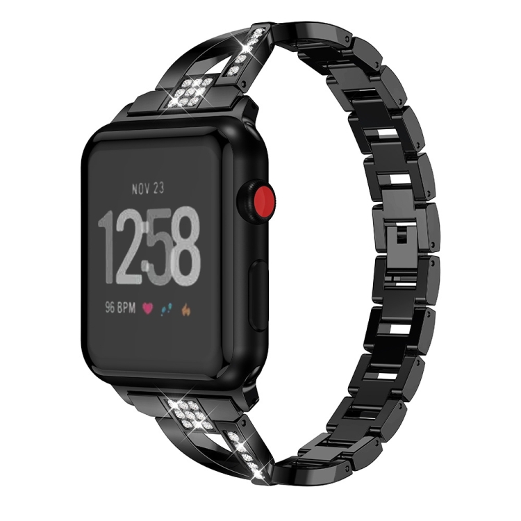 

For Fitbit Versa / Fitbit Versa 2 / Fitbit Versa Lite Edition Universal X-shaped Metal Strap(Black)