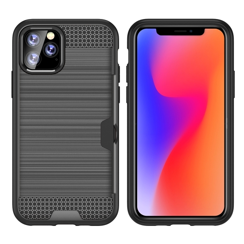 

For iPhone 11 Pro Ultra-thin TPU+PC Brushed Texture Shockproof Protective Case with Card Slot(Grey)