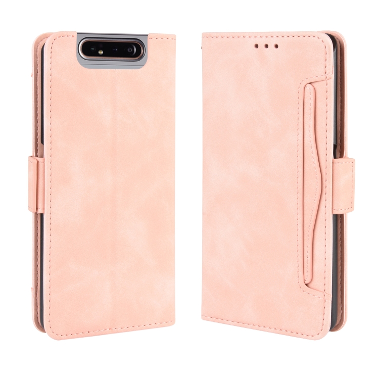 

For Galaxy A80 / A90 Wallet Style Skin Feel Calf Pattern Leather Case ,with Separate Card Slot(Pink)