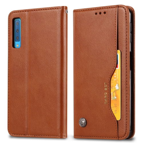 

For Galaxy A30s / A50s Knead Skin Texture Horizontal Flip Leather Case with Photo Frame & Holder & Card Slots & Wallet(Brown)