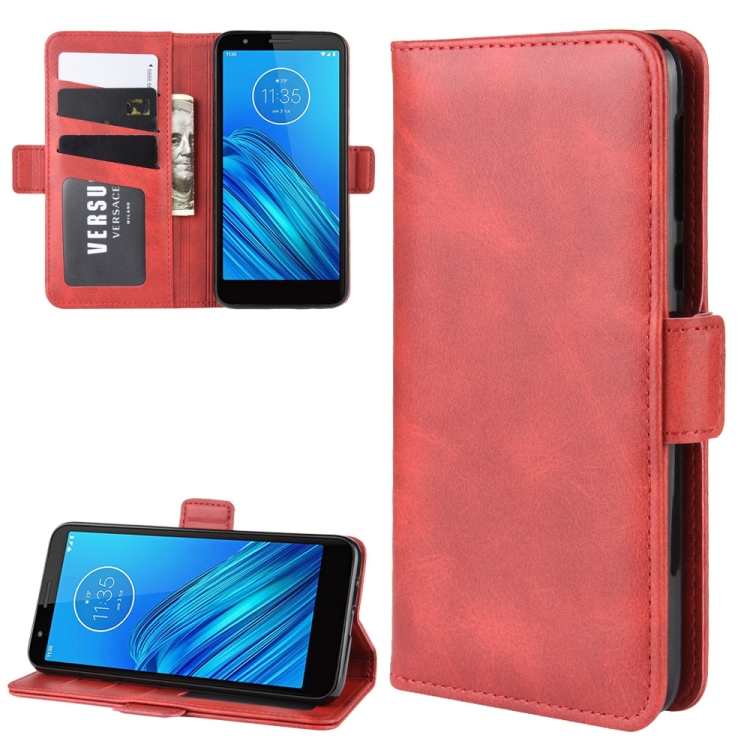 

For Motorola Moto E6 Wallet Stand Leather Cell Phone Case with Wallet & Holder & Card Slots(Red)