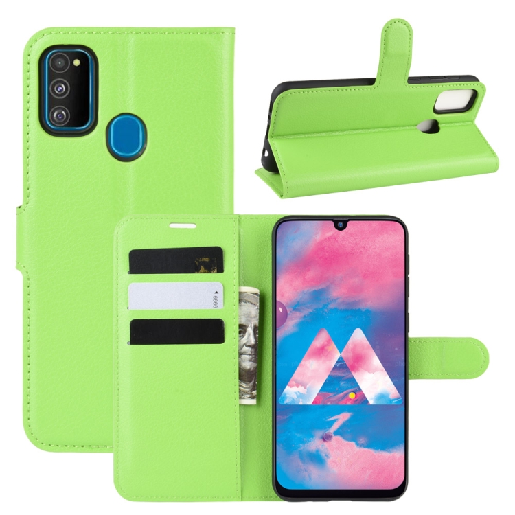 

For Galaxy M30s Wallet Stand Leather Cell Phone Case with Wallet & Holder & Card Slots(Green)