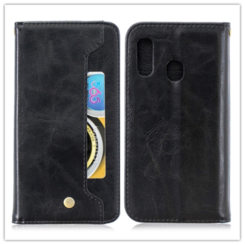 

For Galaxy A20E Copper Buckle Nappa Texture Horizontal Flip Leather Case , with Holder & Card Slots & Wallet(Black)