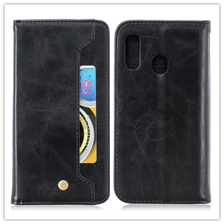 

For Galaxy A40 Copper Buckle Nappa Texture Horizontal Flip Leather Case , with Holder & Card Slots & Wallet(Black)