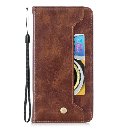 

For Galaxy S10 Copper Buckle Nappa Texture Horizontal Flip Leather Case, with Holder & Card Slots & Wallet(Brown)