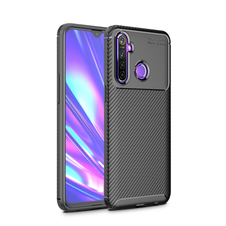 

For OPPO Realme 5 Carbon Fiber Texture Shockproof TPU Case(Black)