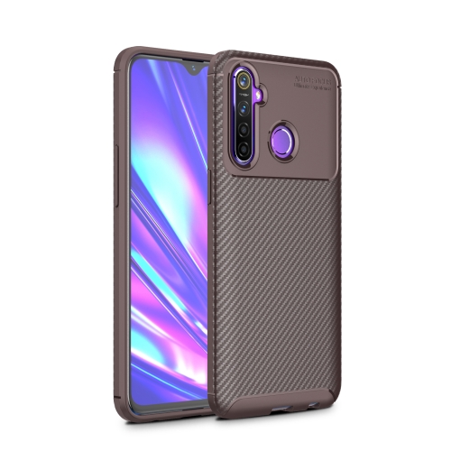 

For OPPO Realme 5 Carbon Fiber Texture Shockproof TPU Case(Brown)