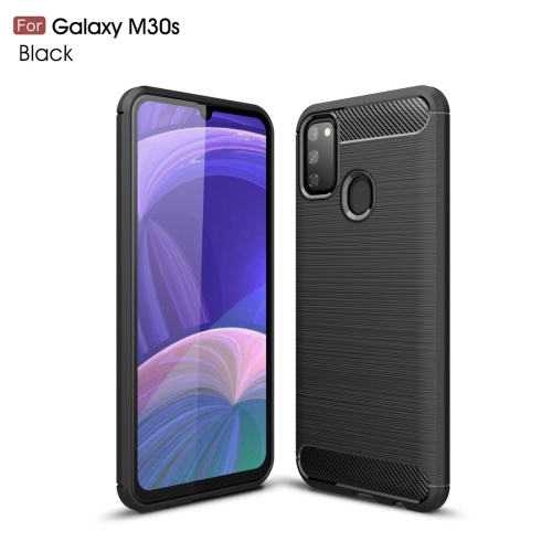 

For Galaxy M30s Brushed Texture Carbon Fiber TPU Case(Black)