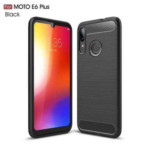 

For Moto E6 Plus Brushed Texture Carbon Fiber TPU Case(Black)