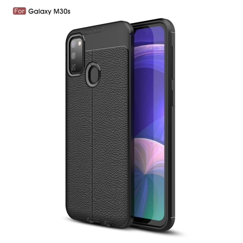 

For Galaxy M30s Litchi Texture TPU Shockproof Case(Black)