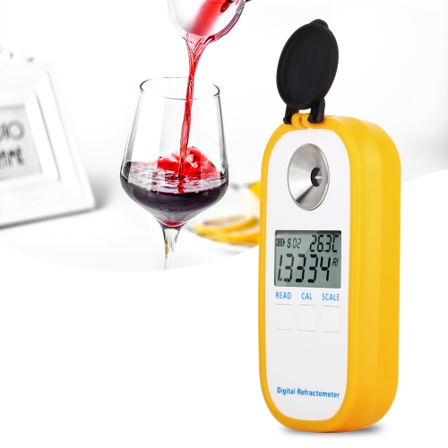 

DR401 Digital Display Refractometer Brix 0-50% Alcohol Range 0~22% Refractometer Beer Wine Fruit Grape Sugar Saccharimeter