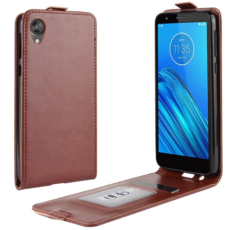 

For Motorola Moto E6 Crazy Horse Vertical Flip Leather Protective Case(Brown)
