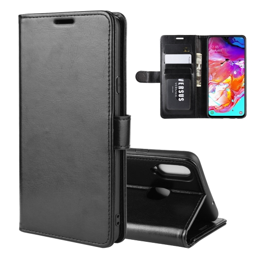 

For Galaxy A20s R64 Texture Single Fold Horizontal Flip Leather Case with Holder & Card Slots & Wallet(Black)