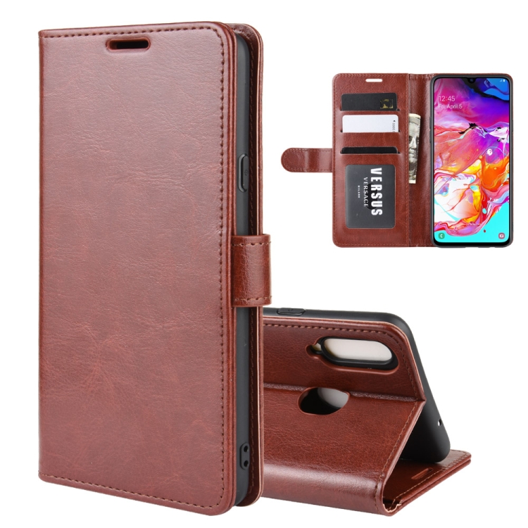 

For Galaxy A20s R64 Texture Single Fold Horizontal Flip Leather Case with Holder & Card Slots & Wallet(Brown)