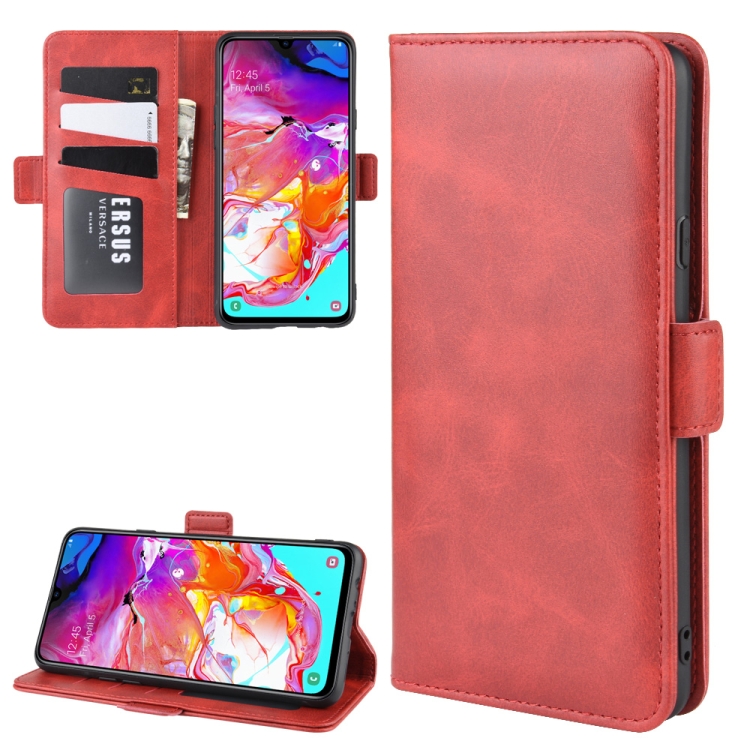 

For Galaxy A20s Wallet Stand Leather Cell Phone Case with Wallet & Holder & Card Slots(Red)