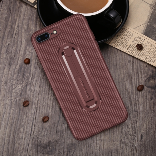 

For iPhone XR Carbon Fiber Stealth Support TPU Mobile Shell(Brown)