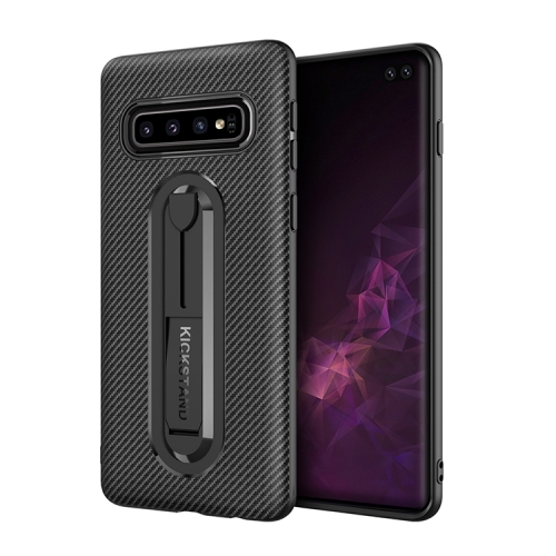 

For Galaxy S10 Plus Carbon Fiber Stealth Support TPU Mobile Shell(Black)