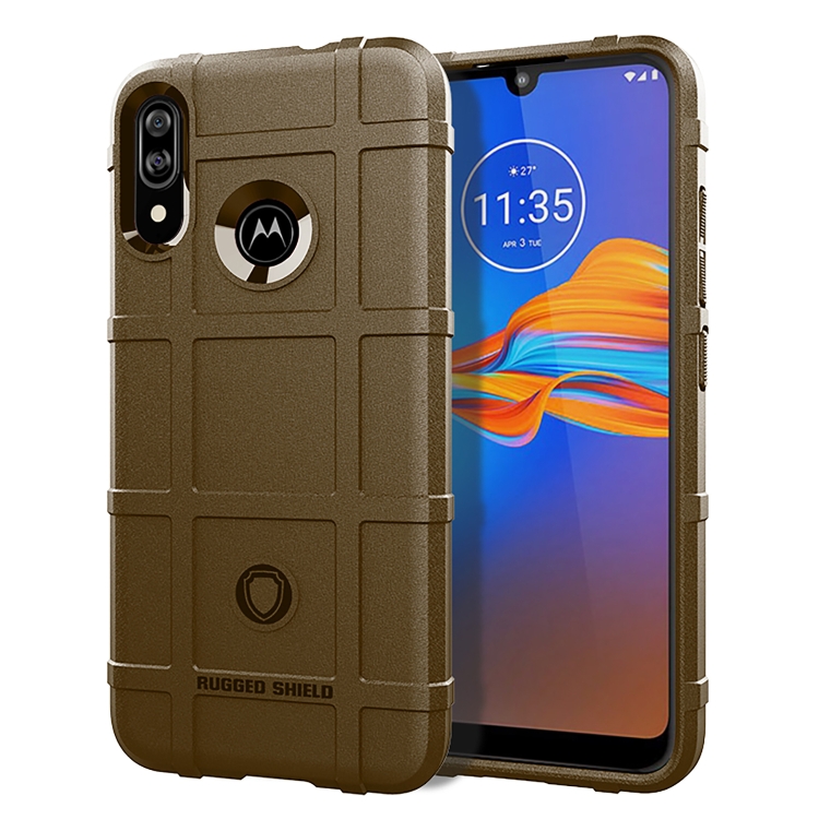 

For Motorola E6 Plus Full Coverage Shockproof TPU Case(Brown)