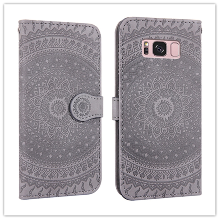 

For Galaxy J6 (2018) Pressed Printing Pattern Horizontal Flip PU Leather Case with Holder & Card Slots & Wallet && Lanyard(Gray)