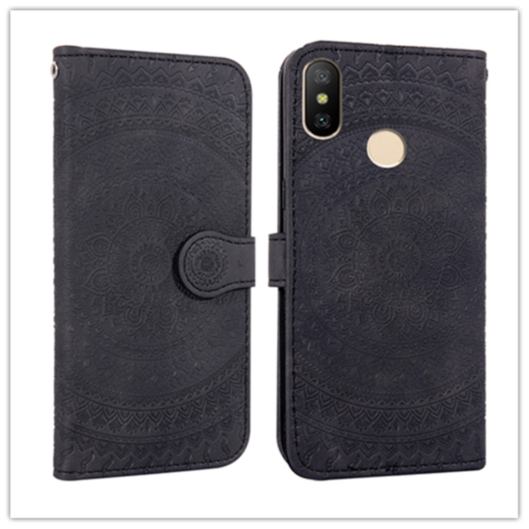

For Xiaomi Redmi 6A Pressed Printing Pattern Horizontal Flip PU Leather Case , with Holder & Card Slots & Wallet && Lanyard(Black)