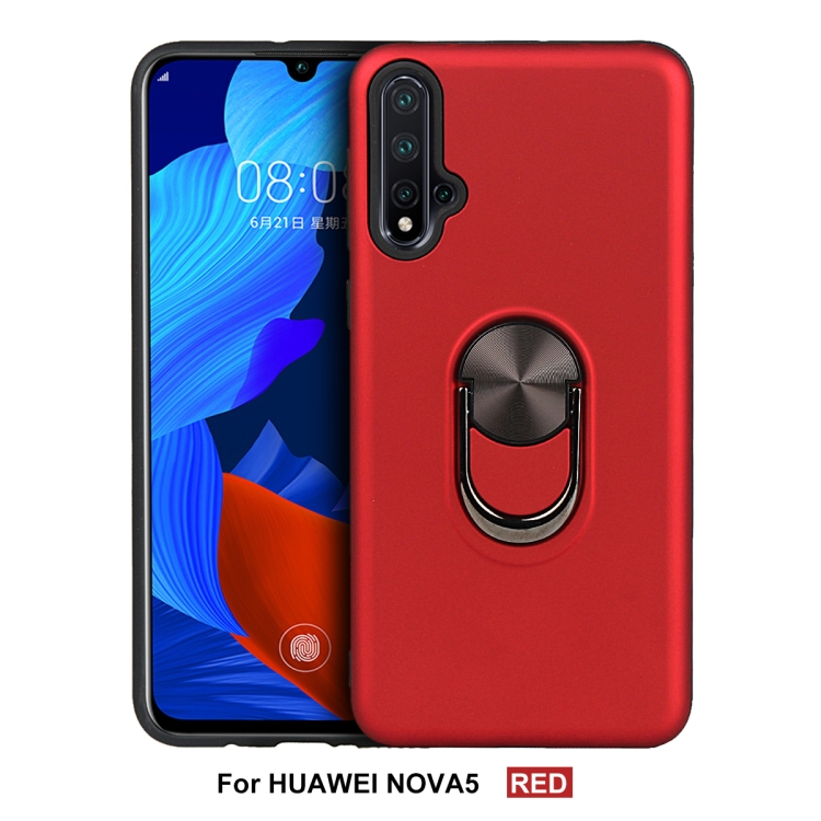 

For Huawei Nova 5 360 Rotary Multifunctional Stent PC+TPU Case with Magnetic Invisible Holder(Red)