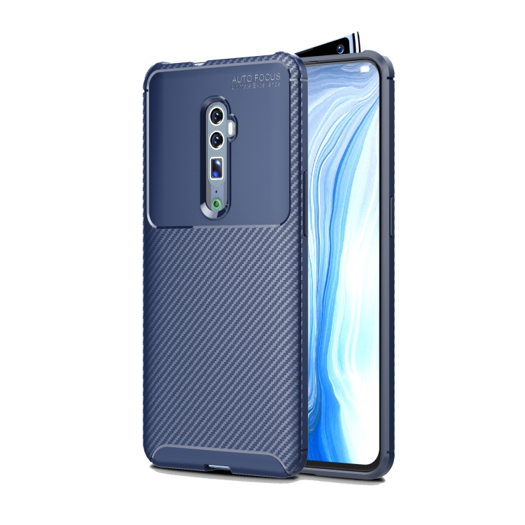 

For OPPO Reno2 Carbon Fiber Texture Shockproof TPU Case(Blue)
