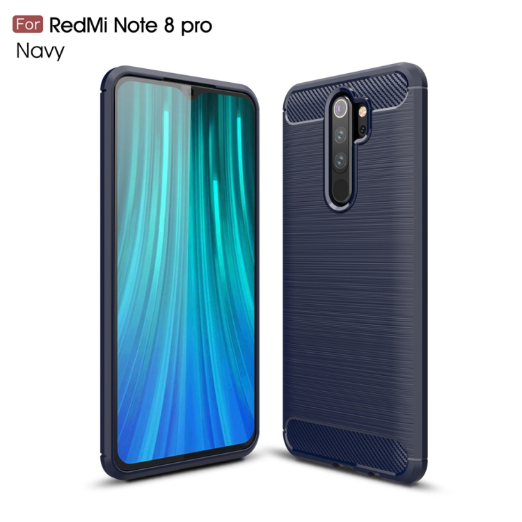 

For Xiaomi Redmi Note 8 Pro Brushed Texture Carbon Fiber TPU Case(Navy Blue)