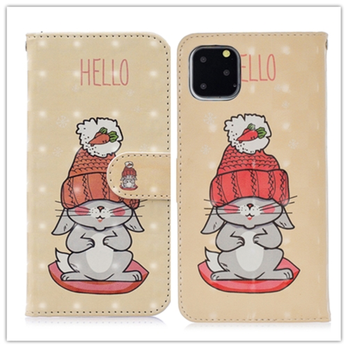 

3D Painting Pattern Coloured Drawing Horizontal Flip PU Leather Case with Holder & Card Slots & Wallet(White Rabbit)