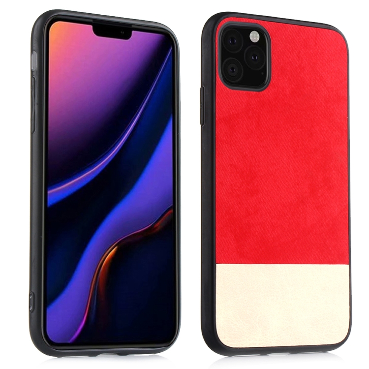 

For iPhone 11 Pro Shockproof Color Matching Denim PC + PU + TPU Protective Case(Red)