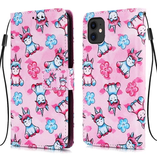 

For iPhone 11 Pro 3D Visual Painting Horizontal Flip Leather Case with Holder & Card Slot & Wallet & Lanyard(Unicorns and Flowers)